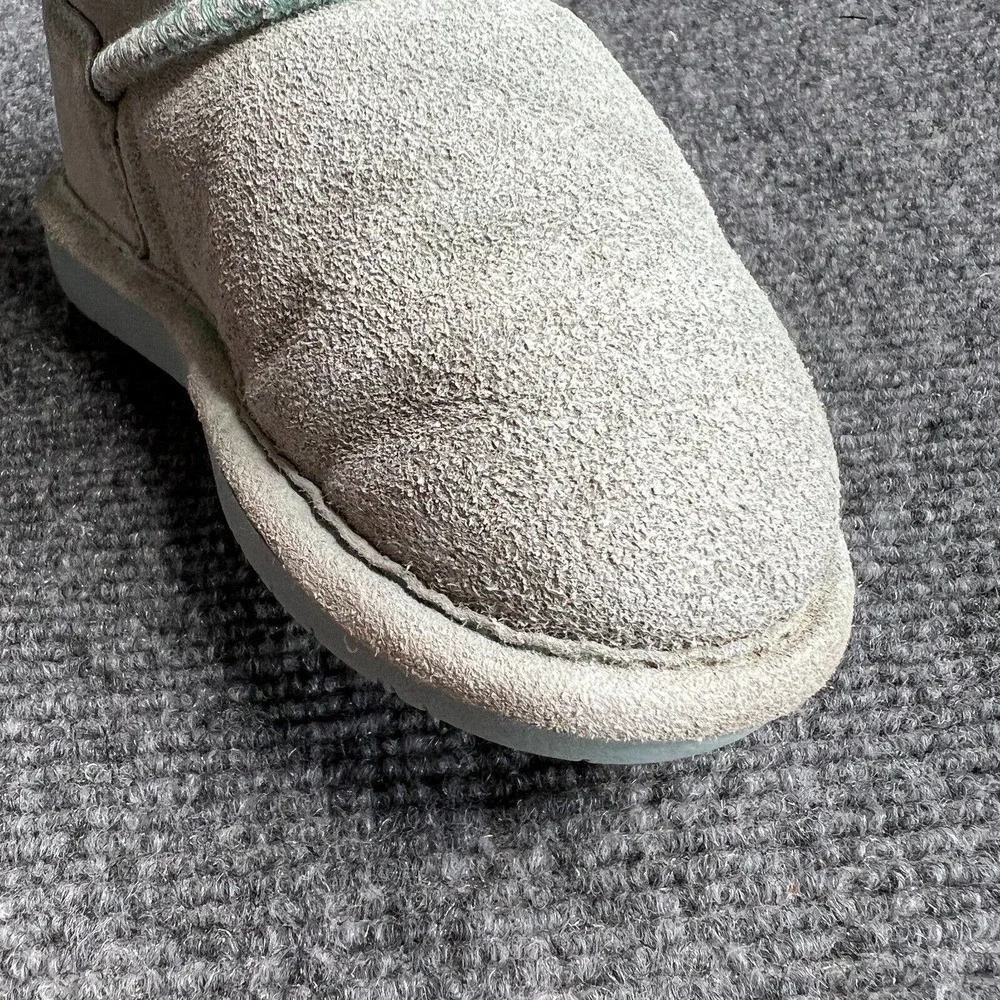 Bearpaw Boots Toddler 7 Mint Green Suede Leather Shearling Pull On Fur Trim